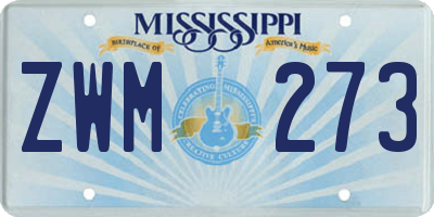 MS license plate ZWM273