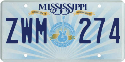 MS license plate ZWM274