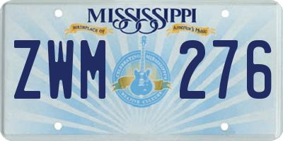 MS license plate ZWM276