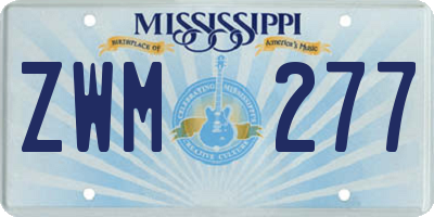 MS license plate ZWM277