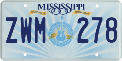 MS license plate ZWM278