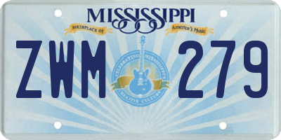 MS license plate ZWM279