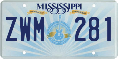 MS license plate ZWM281