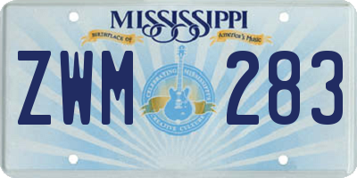 MS license plate ZWM283