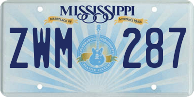 MS license plate ZWM287