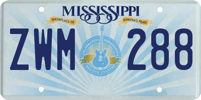 MS license plate ZWM288