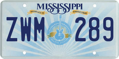 MS license plate ZWM289