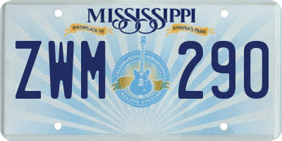 MS license plate ZWM290