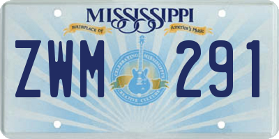 MS license plate ZWM291