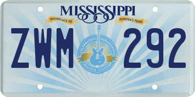 MS license plate ZWM292