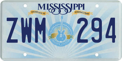 MS license plate ZWM294