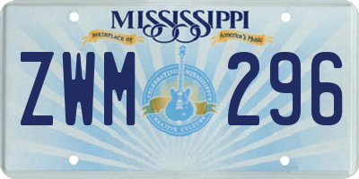 MS license plate ZWM296