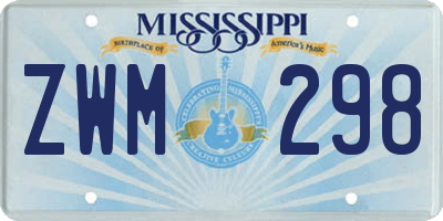 MS license plate ZWM298