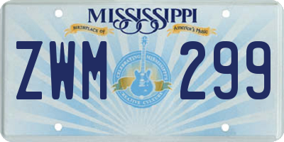 MS license plate ZWM299