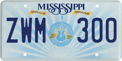 MS license plate ZWM300