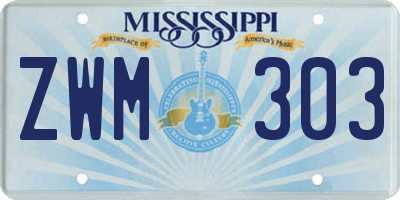 MS license plate ZWM303