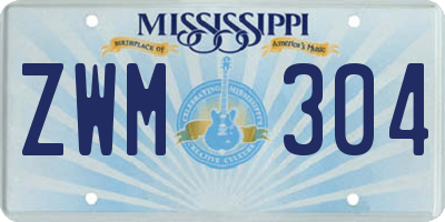 MS license plate ZWM304