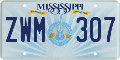 MS license plate ZWM307