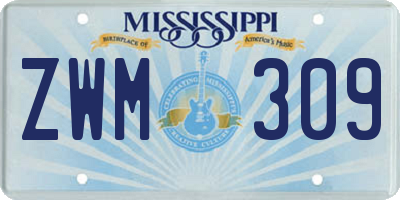 MS license plate ZWM309