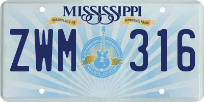MS license plate ZWM316