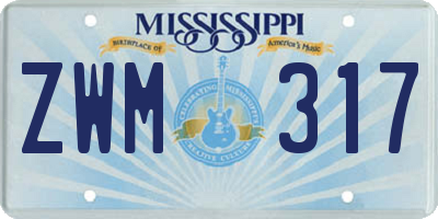 MS license plate ZWM317