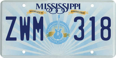 MS license plate ZWM318