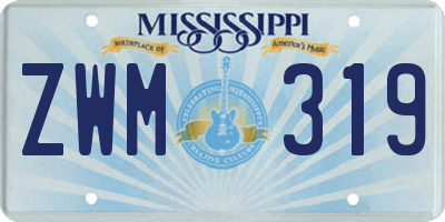 MS license plate ZWM319