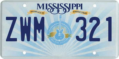 MS license plate ZWM321