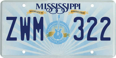 MS license plate ZWM322
