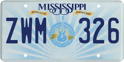 MS license plate ZWM326