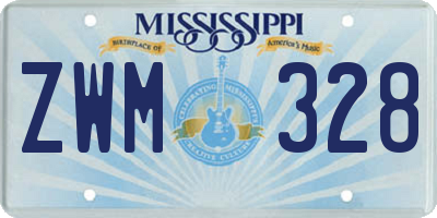 MS license plate ZWM328