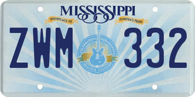 MS license plate ZWM332