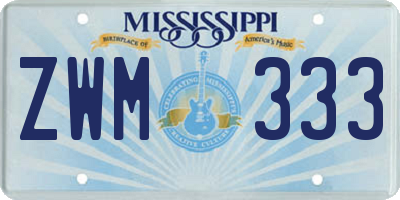 MS license plate ZWM333