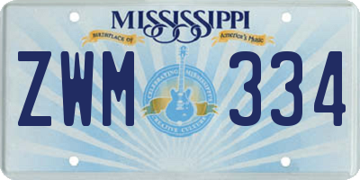 MS license plate ZWM334