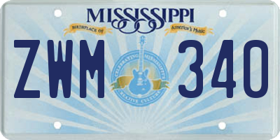 MS license plate ZWM340