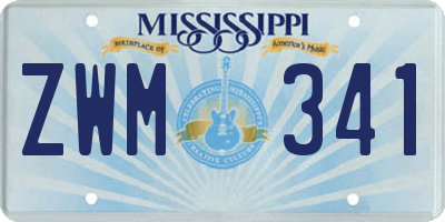 MS license plate ZWM341