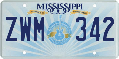 MS license plate ZWM342