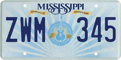 MS license plate ZWM345
