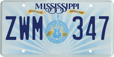 MS license plate ZWM347