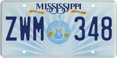 MS license plate ZWM348