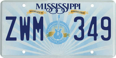 MS license plate ZWM349