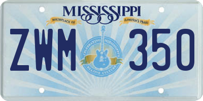 MS license plate ZWM350