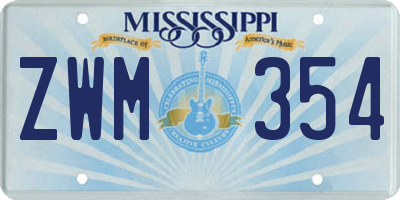 MS license plate ZWM354