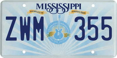 MS license plate ZWM355