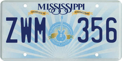 MS license plate ZWM356