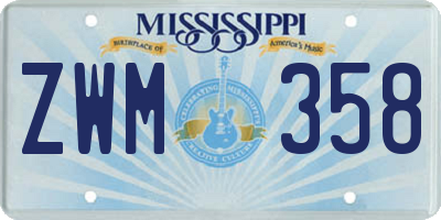 MS license plate ZWM358