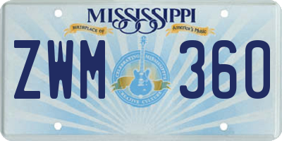 MS license plate ZWM360