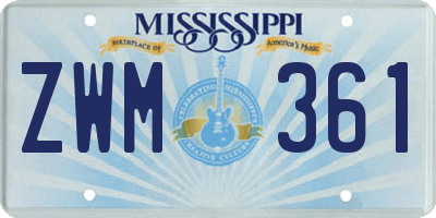 MS license plate ZWM361