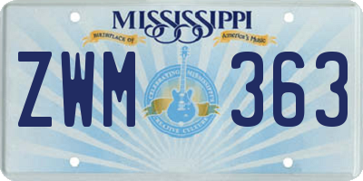 MS license plate ZWM363