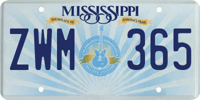 MS license plate ZWM365